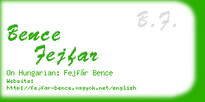 bence fejfar business card